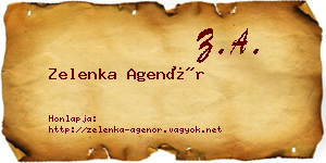 Zelenka Agenór névjegykártya